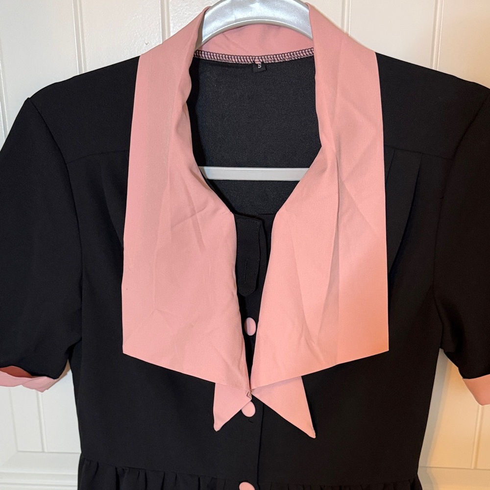 NWOT Elegant Black and Pink Midi Dress - Picture 3 of 7